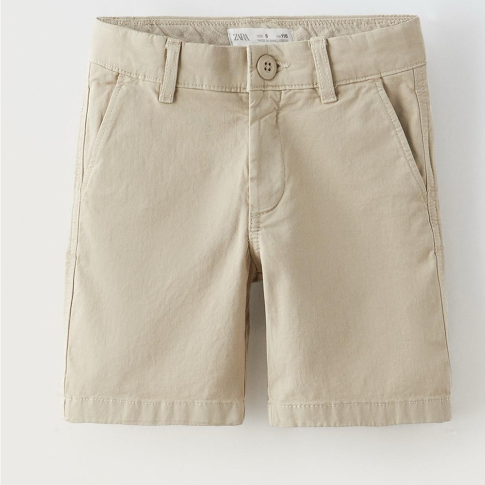 Zara Boy's 11-12 years Beige Flat Front Shorts
